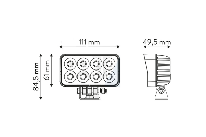 LED pracovní reflektorová svítilna TT TECHNOLOGY BLACK TT.13306 32xLED 2560lm obdélníková