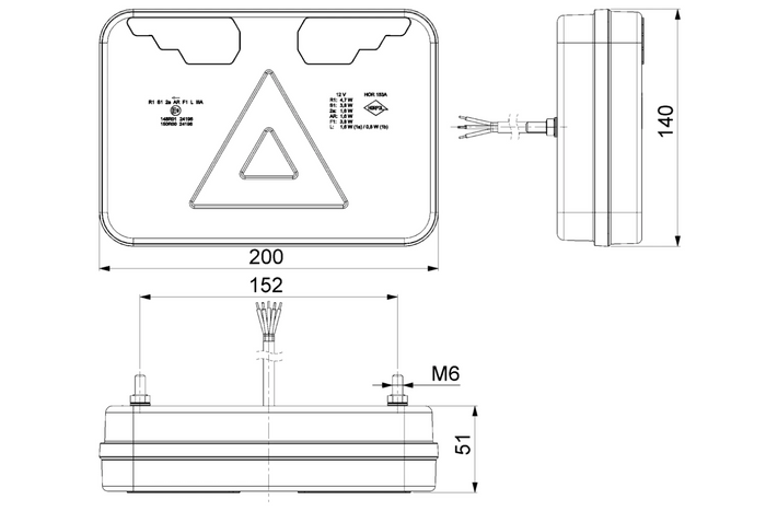 Zadní světla HORPOL LZD 3215+3216, kabel 2 m, 7 funkcí, levé+pravé