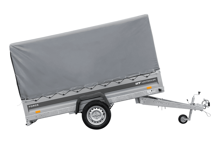 Jednonápravový přívěs na pružinách 264x125 UNITRAILER FORCE 264/R KIPP s rámem H-1100 a šedým krytem