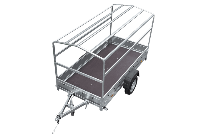 Přívěs pro auto 264x125 UNITRAILER GARDEN 264 KIPP s rámem H-1100 a šedou plachtou