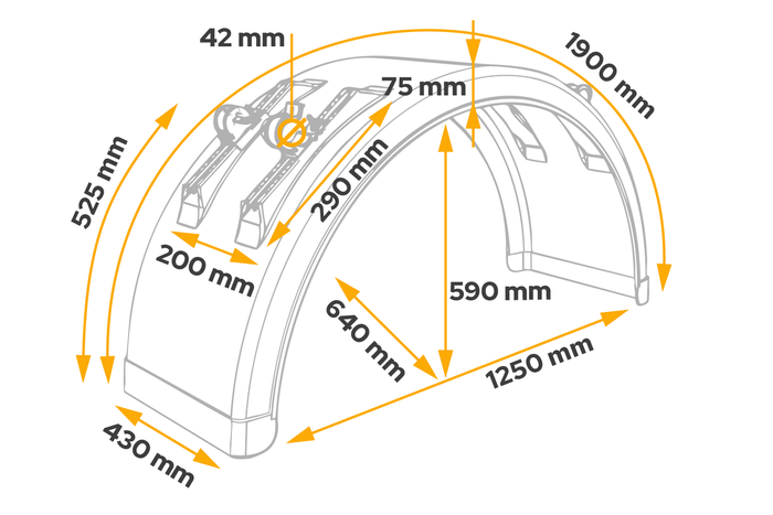 Blatník pro přívěs 19,5-22,5" DOMAR DK3075 podběh kola 1250/430 mm s montážními konzolami