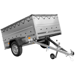 Lehký přívěs 200x125 UNITRAILER GARDEN 201 KIPP s bočnicemi BIS, rámem H-0 a šedou plachtou