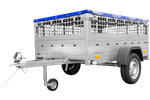 Jednonápravový přívěs 200x125 UNITRAILER GARDEN 201 KIPP s pletivovými bočnicemi, rámem H-0 a modrou plachtou
