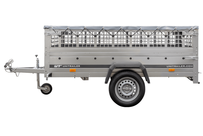 Přívěs Garden Trailer 230 KIPP s síťovanými BIS bočnicemi, rámem H-0 a šedou plachtou