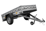 Jednonápravový přívěs s hliníkovými bočnicemi 200x125 Unitrailer Garden 201 KIPP ALU s rámem H-0 a šedým krytem