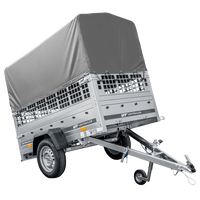 Přívěs Garden Trailer 200 KIPP s síťovanými bočnicemi, rámem H-800 a šedou plachtou