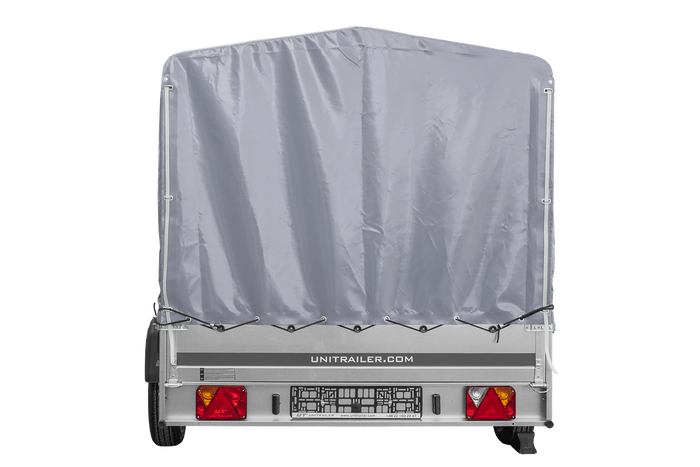 Přívěs za auto na pružinách 264x150 UNITRAILER GARDEN 265/R KIPP s rámem H-1100 a šedým krytem