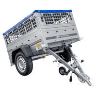 Přívěs Garden Trailer 150 KIPP s síťovanými bočnicemi a modrou plachtou