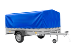 Jednonápravový přívěs na pružinách 264x150 UNITRAILER GARDEN 265/R KIPP s rámem H-800 a modrým krytem