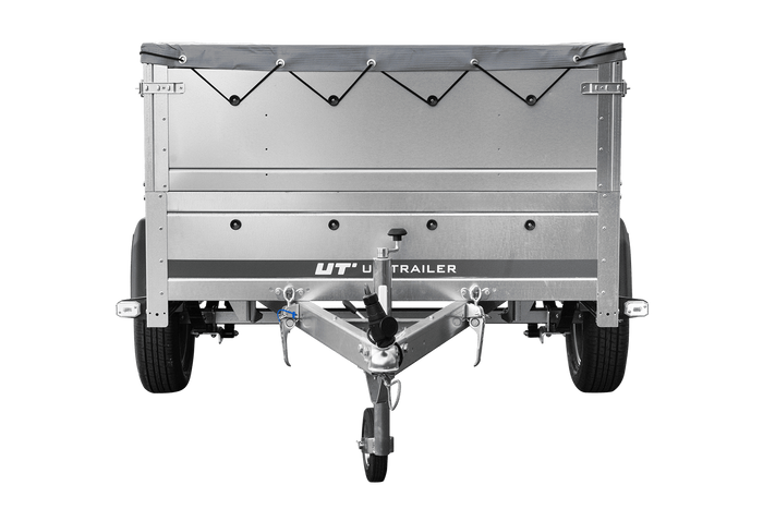 Lehký přívěs na pružinách 200x125 UNITRAILER GARDEN 201/R KIPP s bočnicemi BIS, rámem H-0 a šedou plachtou