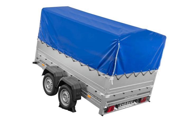 Lehký přívěs 264x150 UNITRAILER GARDEN 265/2 KIPP s bočnicemi BIS, rámem H-800 a modrým krytem