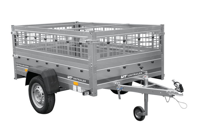 Jednonápravový přívěs 200x125 UNITRAILER GARDEN 201 KIPP s pletivovými bočnicemi