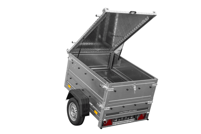 Jednonápravový přívěs 150x106 UNITRAILER GARDEN 150 KIPP s bočnicemi BIS a hliníkovou plachtou