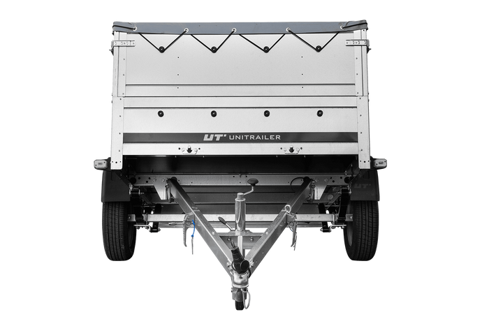 Lehký přívěs na pružinách 200x125 UNITRAILER GARDEN 201/R KIPP s bočnicemi BIS, rámem H-0 a šedou plachtou