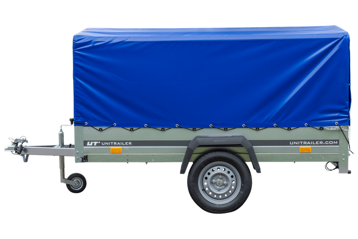 Jednonápravový přívěs 230x125 UNITRAILER GARDEN 230 FD s rámem H-800 a modrým krytem