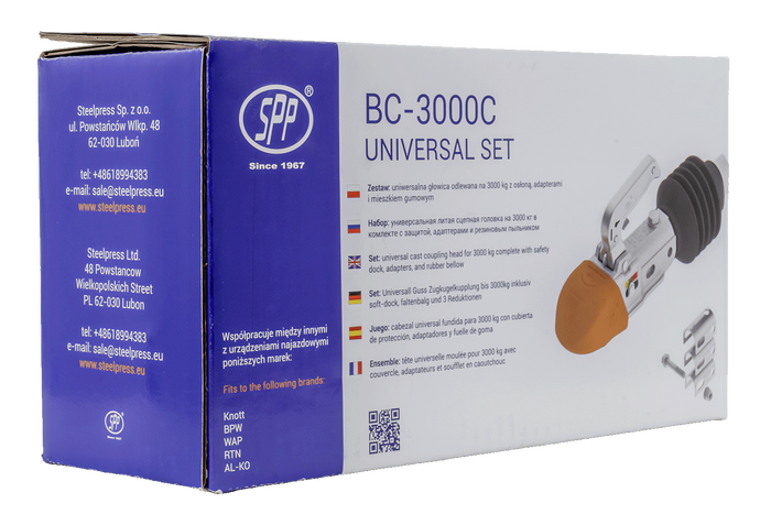 Kulové tažné zařízení STEELPRESS BC-3000C-00-00+Z3 pro přívěs o hmotnosti 3000 kg s trubkovou ojí 35-50 mm, litinové