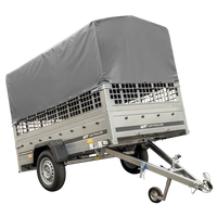 Přívěs za auto na pružinách 230x125 UNITRAILER GARDEN 230/R KIPP s pletivovými bočnicemi, rámem H-800 a šedým krytem