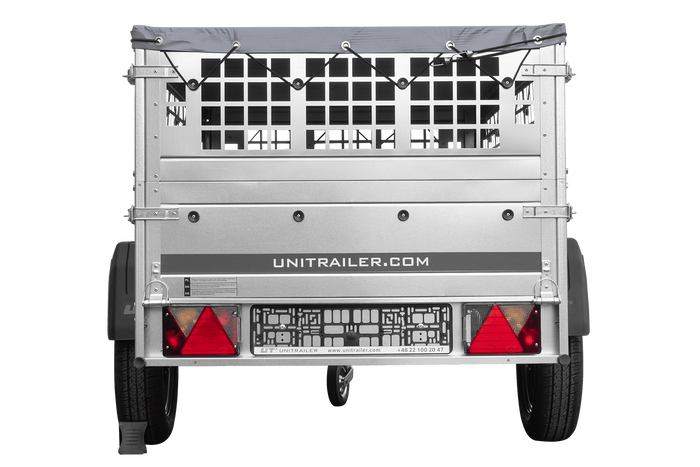 Jednonápravový přívěs 200x106 UNITRAILER GARDEN 200 KIPP s pletivovými bočnicemi, rámem H-0 a šedým krytem