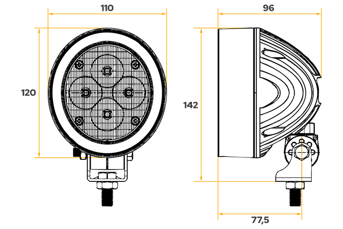 LED pracovní reflektor TT Technology TT.16604 4xLED 3200lm šedý pro John Deere