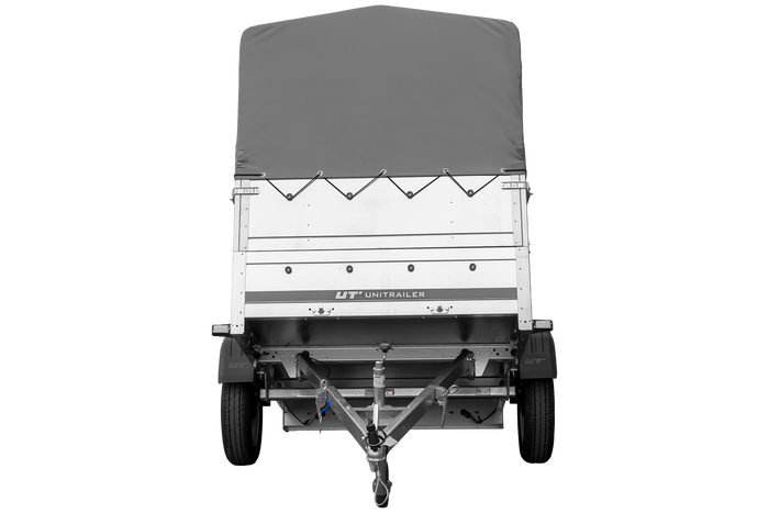 Přívěs za auto 200x125 UNITRAILER GARDEN 201 KIPP s bočnicemi BIS, rámem H-800 a šedým krytem