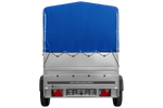 Jednonápravový přívěs 200x125 UNITRAILER GARDEN 201 KIPP s bočnicemi BIS, rámem H-800 a modrým krytem