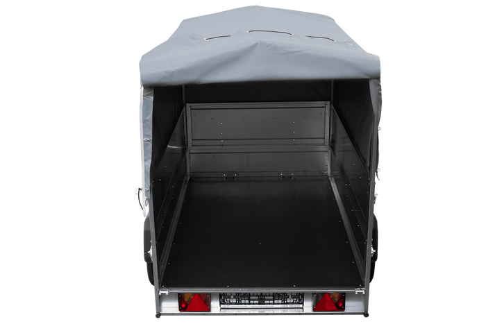 Lehký přívěs na pružinách 200x125 UNITRAILER GARDEN 201/R KIPP s bočnicemi BIS, rámem H-800 a šedým krytem