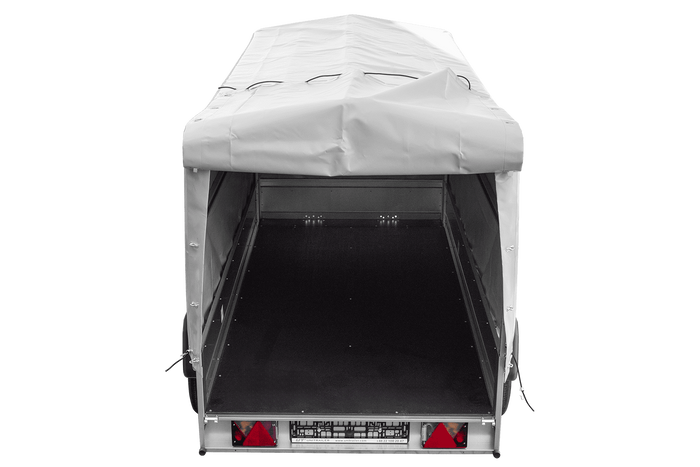 Dvounápravový přívěs 264x125 UNITRAILER GARDEN 264/2 KIPP s rámem H-1100 a šedou plachtou