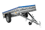 Jednonápravový přívěs s hliníkovými bočnicemi 230x125 Unitrailer Garden 230 KIPP ALU s rámem H-0 a modrým krytem