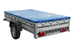 Jednonápravový přívěs s hliníkovými bočnicemi 230x125 Unitrailer Garden 230 KIPP ALU s rámem H-0 a modrým krytem