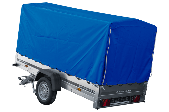 Přívěs pro auto 264x125 UNITRAILER GARDEN 264 KIPP s rámem H-1100 a modrým krytem