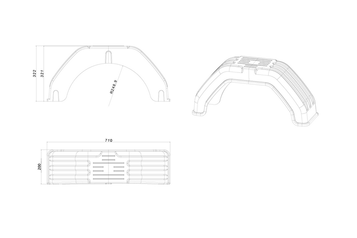 Blatník pro přívěs 13-14" plochý podběh kola 710/200 mm