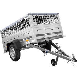 Přívěs Garden Trailer 200 KIPP s síťovanými bočnicemi a šedou plachtou