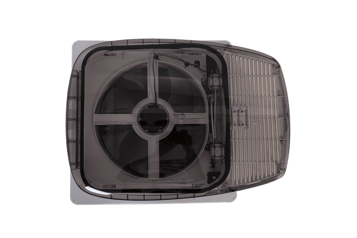Automatický střešní ventilátor PUNDMANN PLUS FAN pro obytné vozy s osvětlením, roleta 400×400 mm