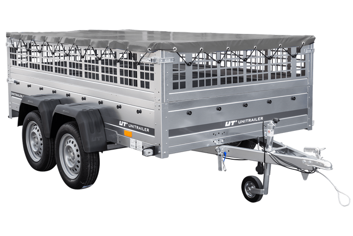 Lehký přívěs 264x150 UNITRAILER GARDEN 265/2 KIPP s pletivovými bočnicemi, rámem H-0 a šedým krytem