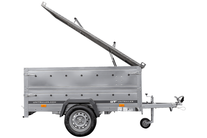 Jednonápravový přívěs na pružinách 230x125 UNITRAILER GARDEN 230/R KIPP s bočnicemi BIS a hliníkovou plachtou